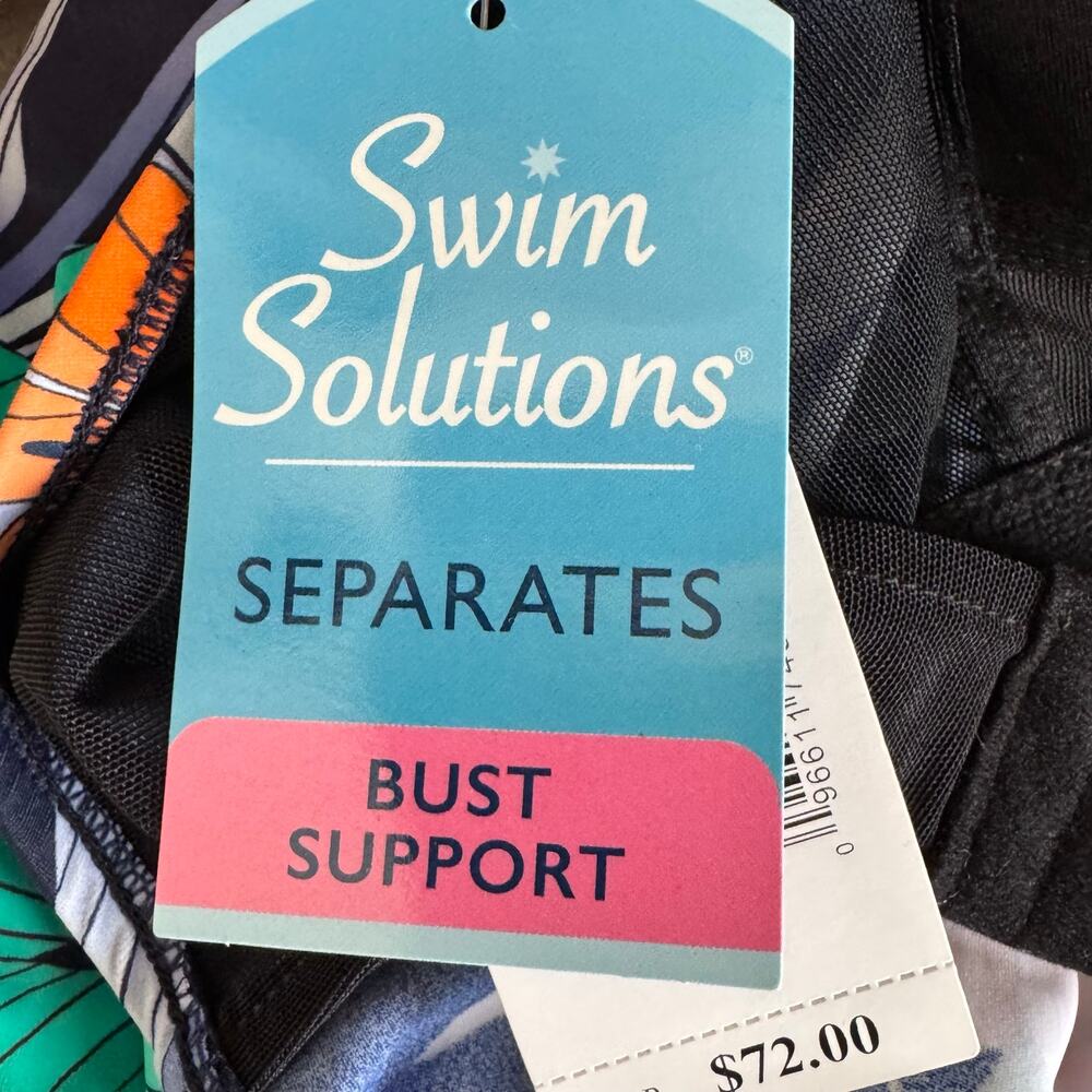 Swim Solutions Printed Princess Tankini Top Double Strap Plus Size 14 NWT - Picture 8 of 10